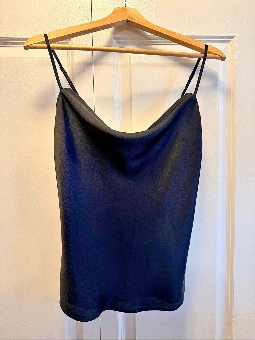 Abercrombie & Fitch Black Satin Cowlneck Top